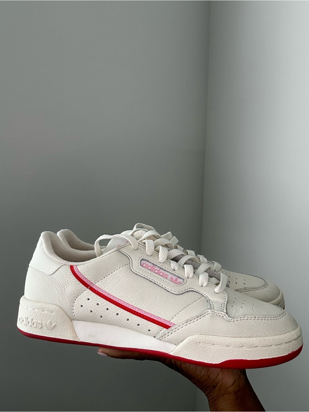 adidas continental 80 | red and pink